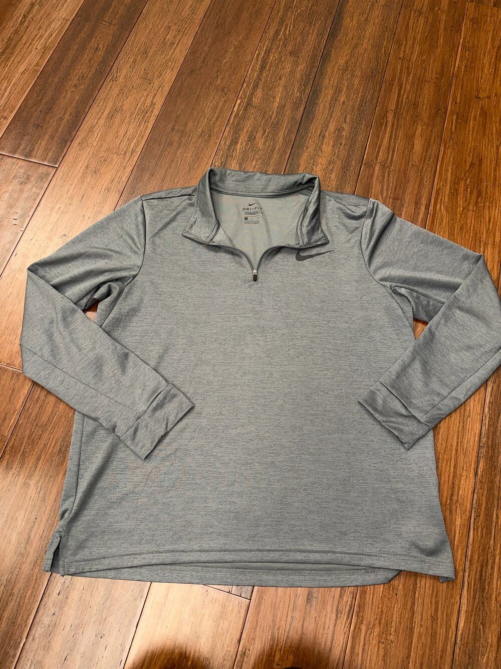 gray heather Nike Dri-FIT quarter-zip pullover Large